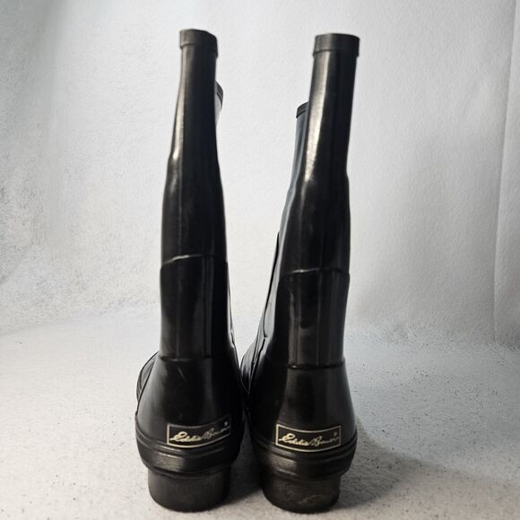 EDDIE BAUER Black Rain Boot Sz7 Round Toe Flats - Picture 3 of 7